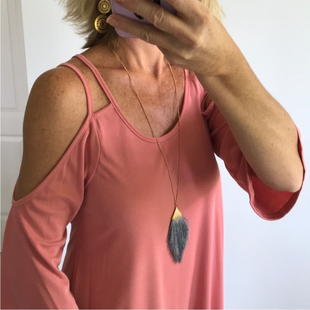 Pink Cold Shoulder Dress - Picture 6 of 7